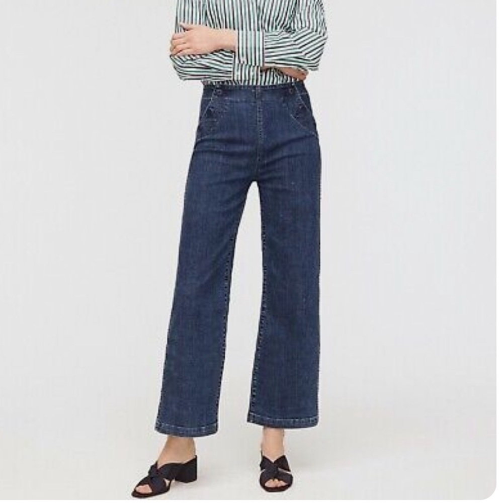 J. Crew Wide Leg High Waist Cropped Jeans